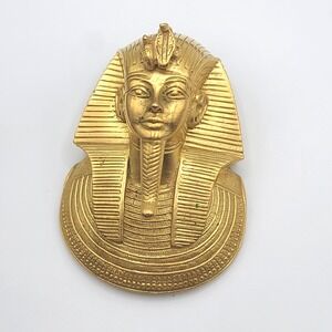 Vintage MMA Treasure Tutankhamun King Tut Death Mask Pendant Gold‎ Tone